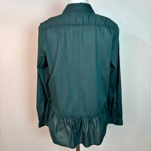 Ann Taylor Top Small Green Peplum Popover Shirt Lightweight Cotton Women's - Picture 5 of 11